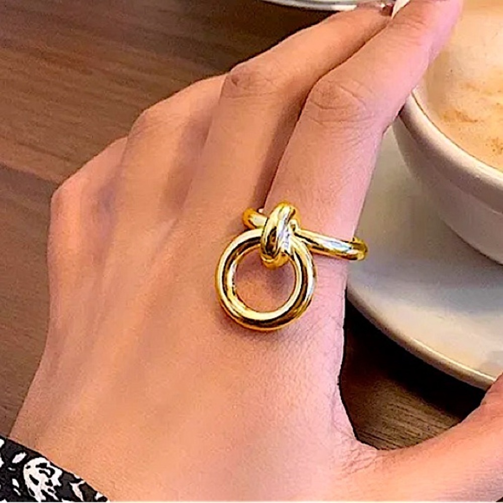 Gold Plated Interlocking O Link Adjustable Resizable Ring